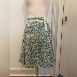 J. Crew Blue and Green VW Beetle Pleated A-Line Skirt